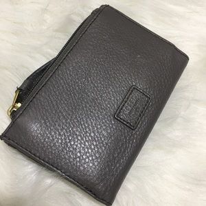 Fossil Gray Pebbled Leather Bifold Wallet EIC